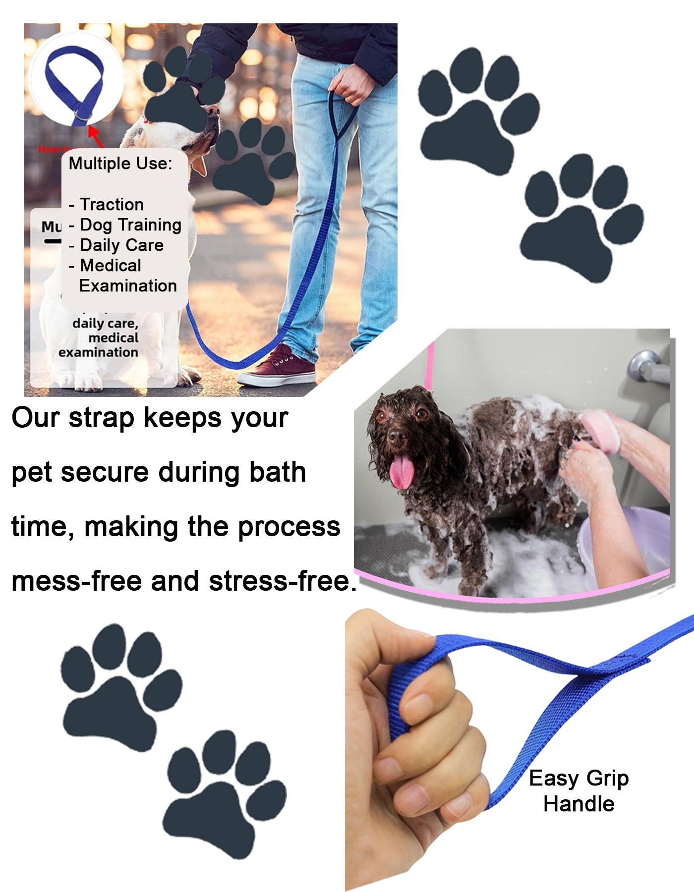 Tumaz Care DGL180 Polyester 180cm Multi-Functional Wide Dog Traction Rope