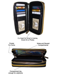 Fino DT5+8146-798 Faux Patent Leather Cape Town Souvenir Tote Handbag & Purse Set - Black