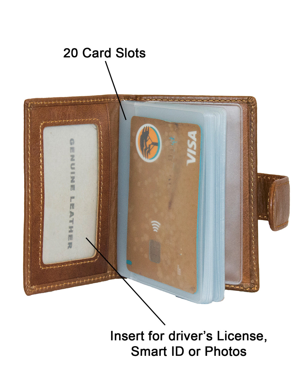 Fino DWS-801 Unisex Genuine Leather Card Holder Organizer Wallet with Box
