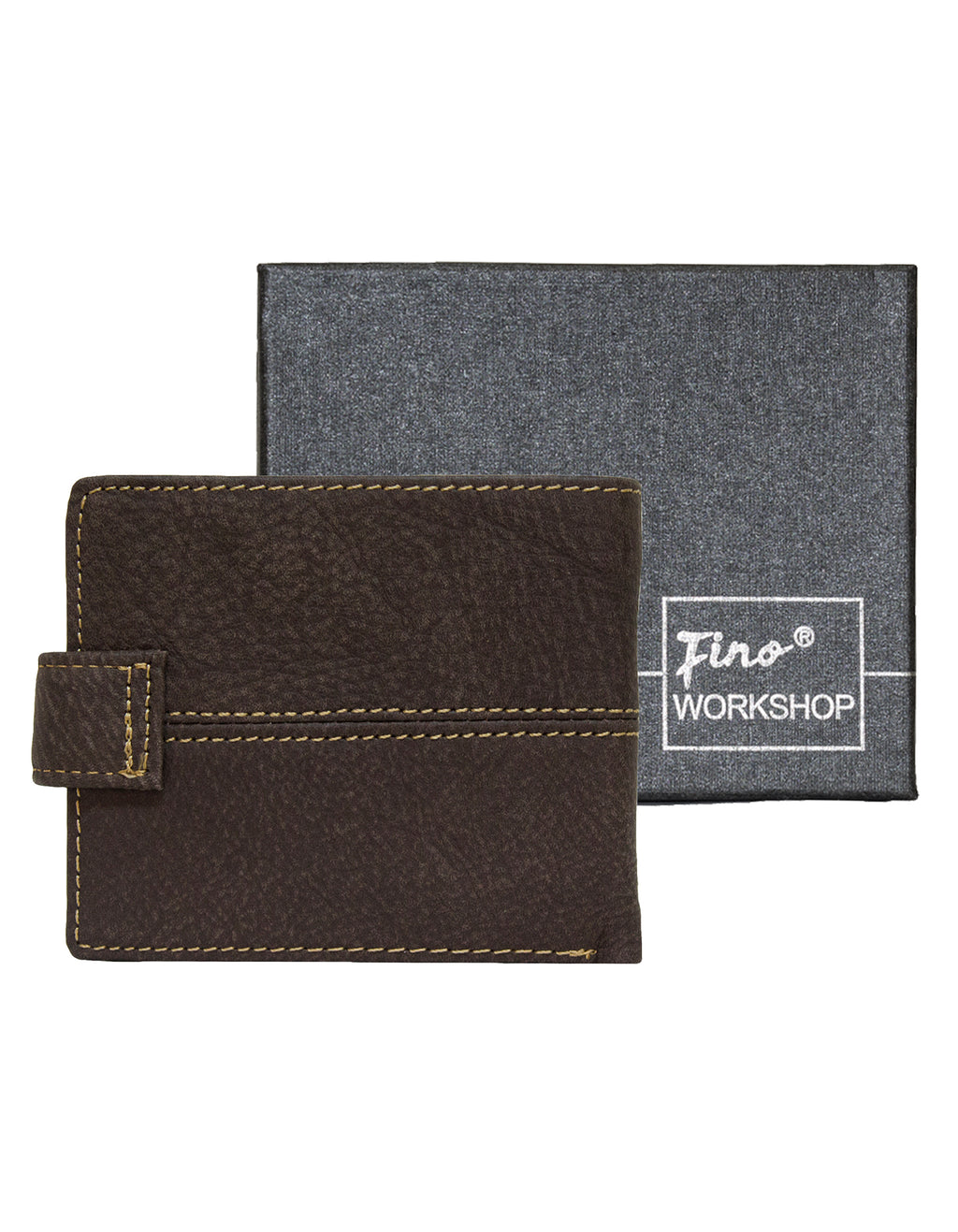 Fino DWS-802 Genuine Leather Metal Logo Card Holder Wallet with SD Card Holder & Box
