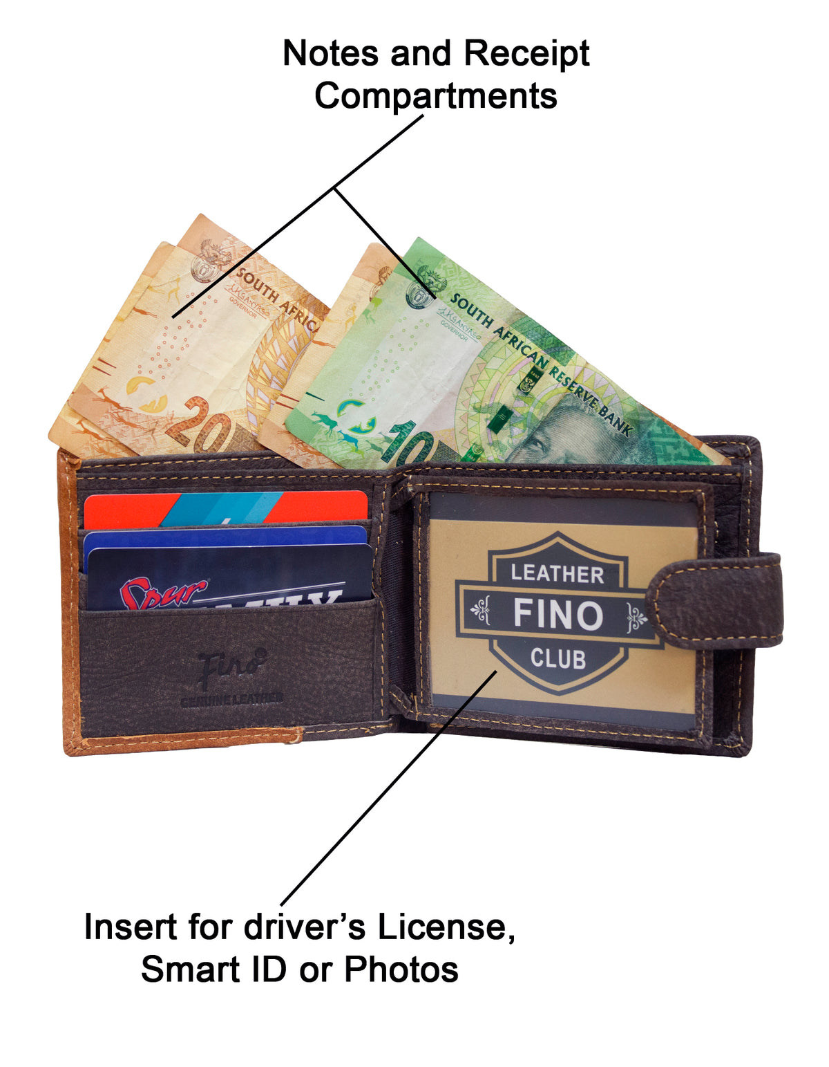 Fino DWS-802 Genuine Leather Metal Logo Card Holder Wallet with SD Card Holder & Box