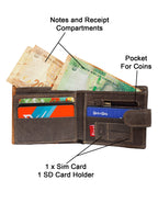 Fino DWS-802 Genuine Leather Metal Logo Card Holder Wallet with SD Card Holder & Box