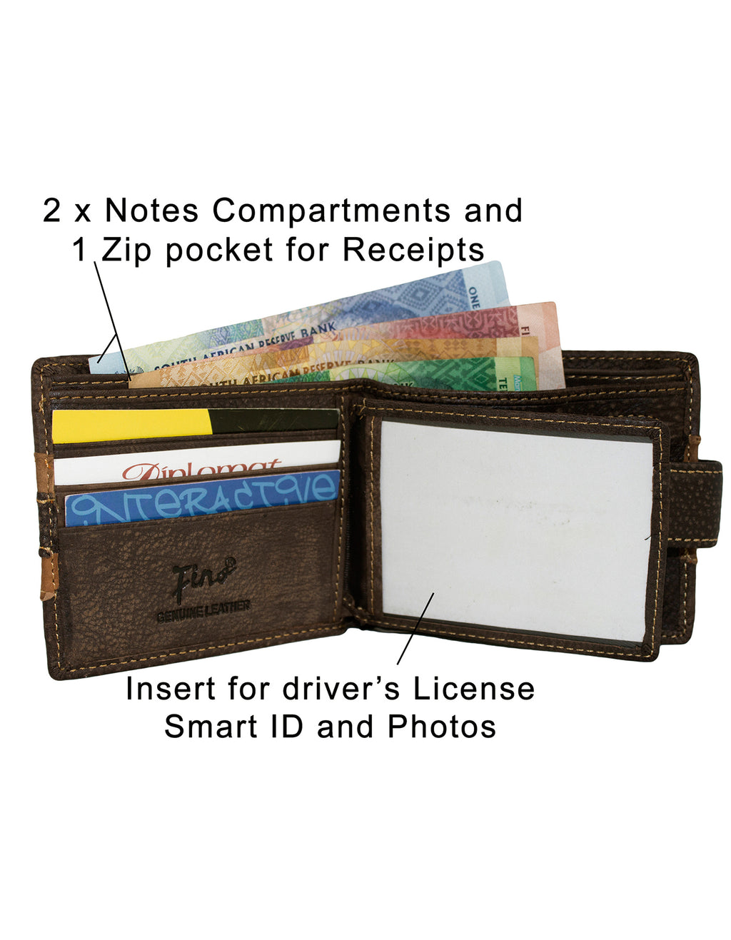 Fino DWS-803S Genuine Leather Card Holder Wallet with SD Card Holder & Box