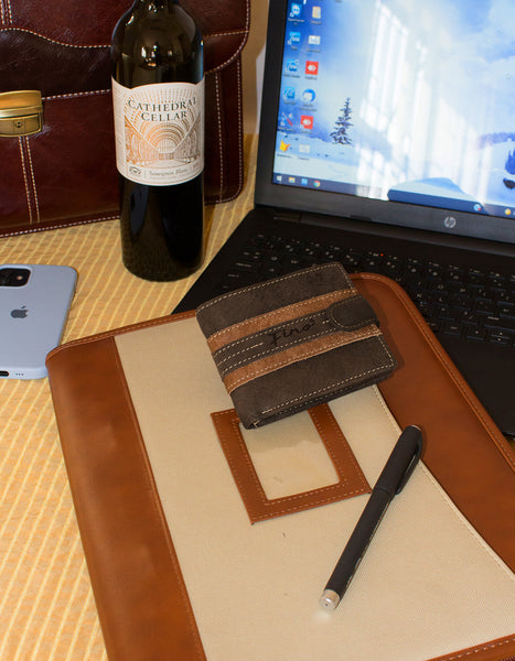 Fino DWS-803S Genuine Leather Card Holder Wallet with SD Card Holder & Box