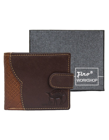 Fino DWS-804 Genuine Leather 2-Tone Wallet with SD Card Holder & Box