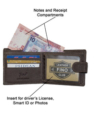 Fino DWS-805S Genuine Leather Wallet with SD Card Holder & Box - Dark Coffee