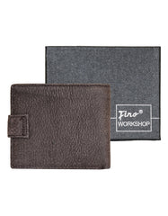 Fino DWS-806S Genuine Leather Wallet with SD Card Holder & Box - Dark Brown