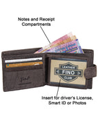 Fino DWS-806S Genuine Leather Wallet with SD Card Holder & Box - Dark Brown
