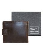 Fino DWS-808 Genuine Leather Bifold Card Wallet with Box - Dark Brown