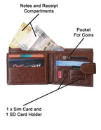 Fino DWS-812 Bifold Genuine Leather Wallet with SD Card Holder with Box
