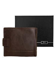 Fino DWS-813 Genuine Leather Bifold Card Wallet with Box - Dark Brown