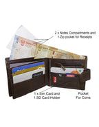 Fino DWS-818 Genuine Leather Cow Skin Card Holder Wallet with SD Card Holder & Box