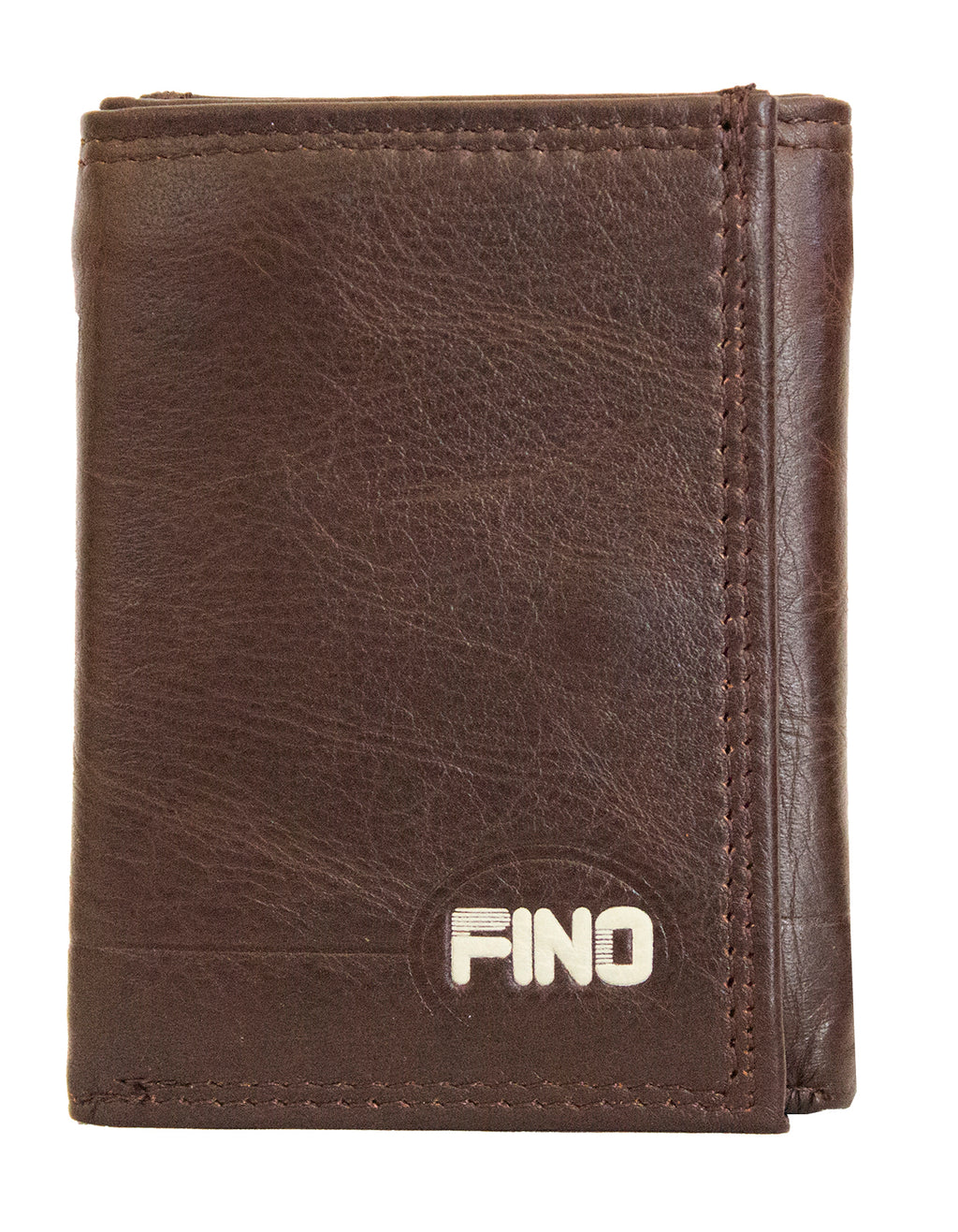 Fino DWS-823 Genuine Leather Logo Design Slim Trifold Wallet with Box