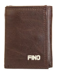 Fino DWS-823 Genuine Leather Logo Design Slim Trifold Wallet with Box