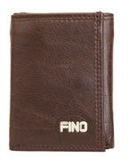 Fino DWS-823 Genuine Leather Logo Design Slim Trifold Wallet with Box