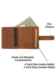 Fino DWS-828 Genuine Leather Slim Bifold Card Holder Wallet with Box