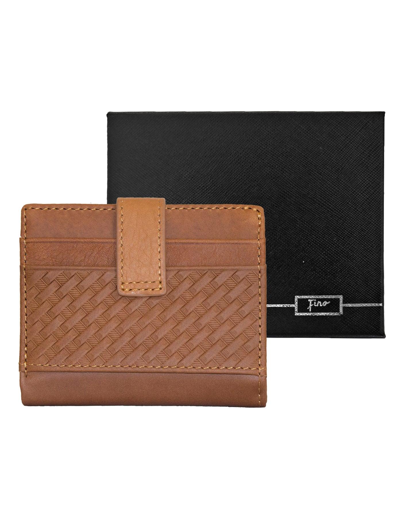 Fino DWS-829 Genuine Leather Compact Bifold Card Holder Wallet with Box