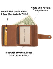 Fino DWS-829 Genuine Leather Compact Bifold Card Holder Wallet with Box
