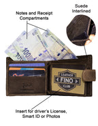 Fino DWS-83071S Genuine Leather Embossed Card Wallet with SD Card Holder & Box