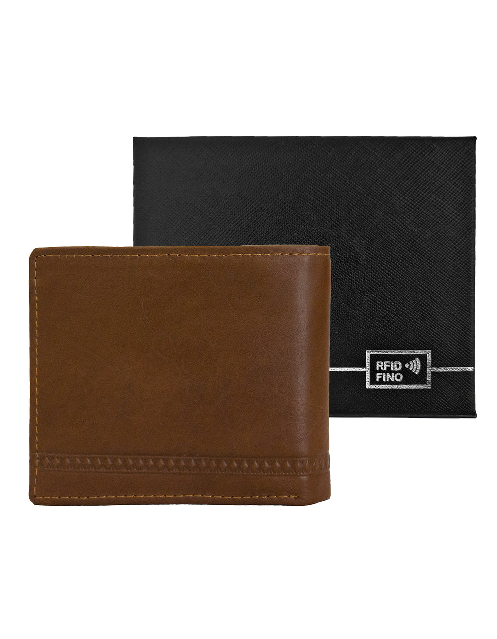 Fino DWS-831R Genuine Leather Bifold Card Holder RFID Wallet with Box