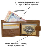 Fino DWS-8705 Genuine Leather Bifold Card Wallet with SD Card Holder & Box