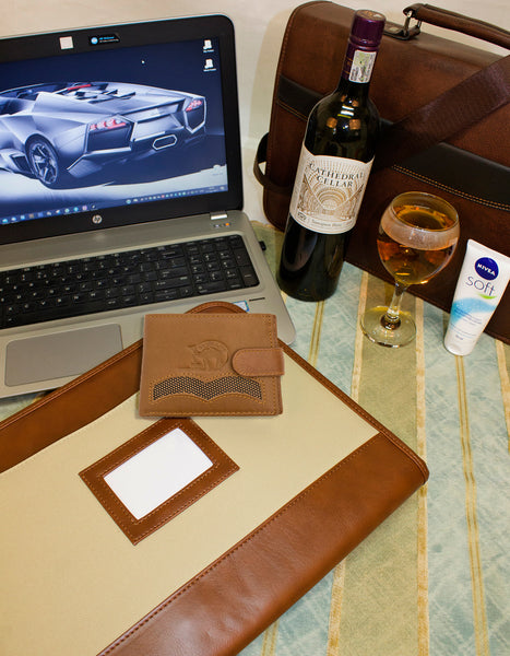 Fino DWS-8705 Genuine Leather Bifold Card Wallet with SD Card Holder & Box