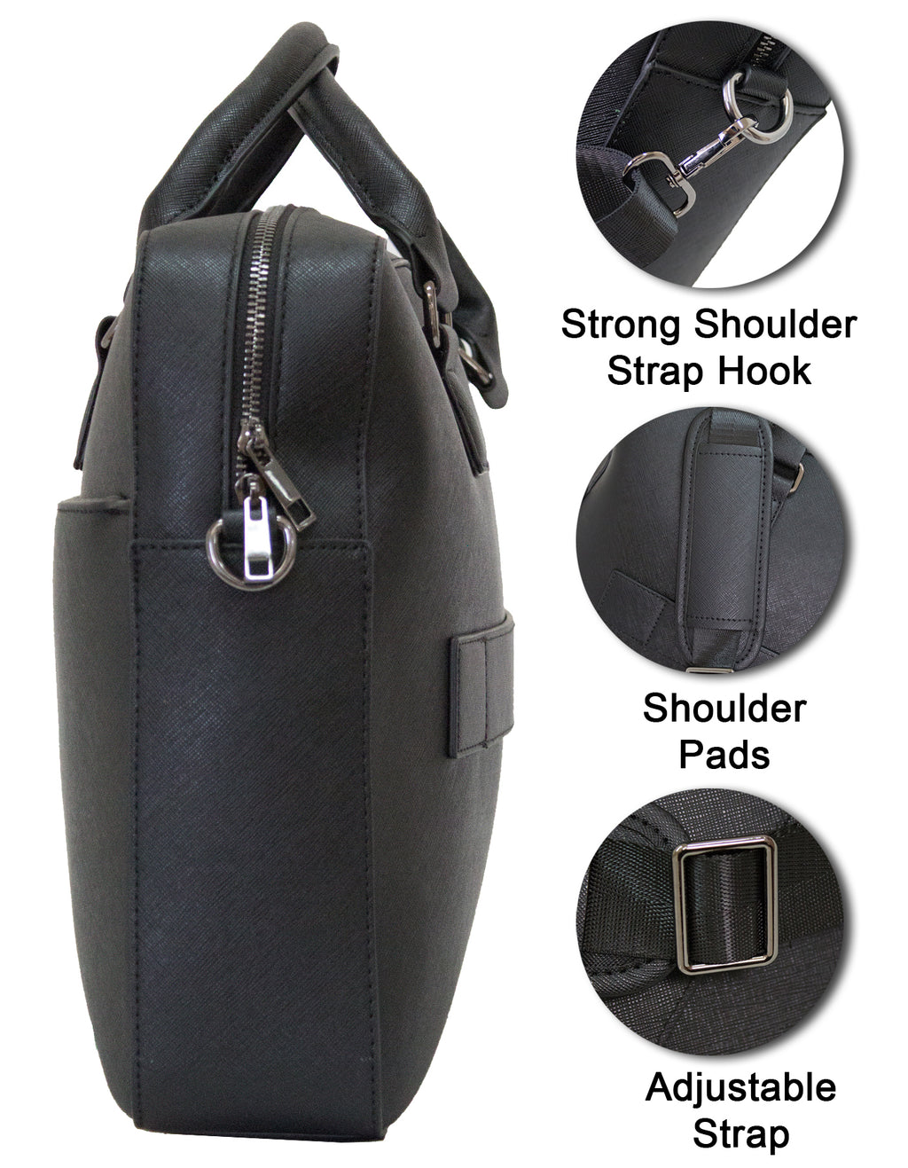 Fino E18-BC02 Faux Leather 17” Laptop Business Briefcase for Travel