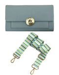 Fino RXA5924BLU Faux Leather 2in1 Clutch Bag with 2 Removable Straps