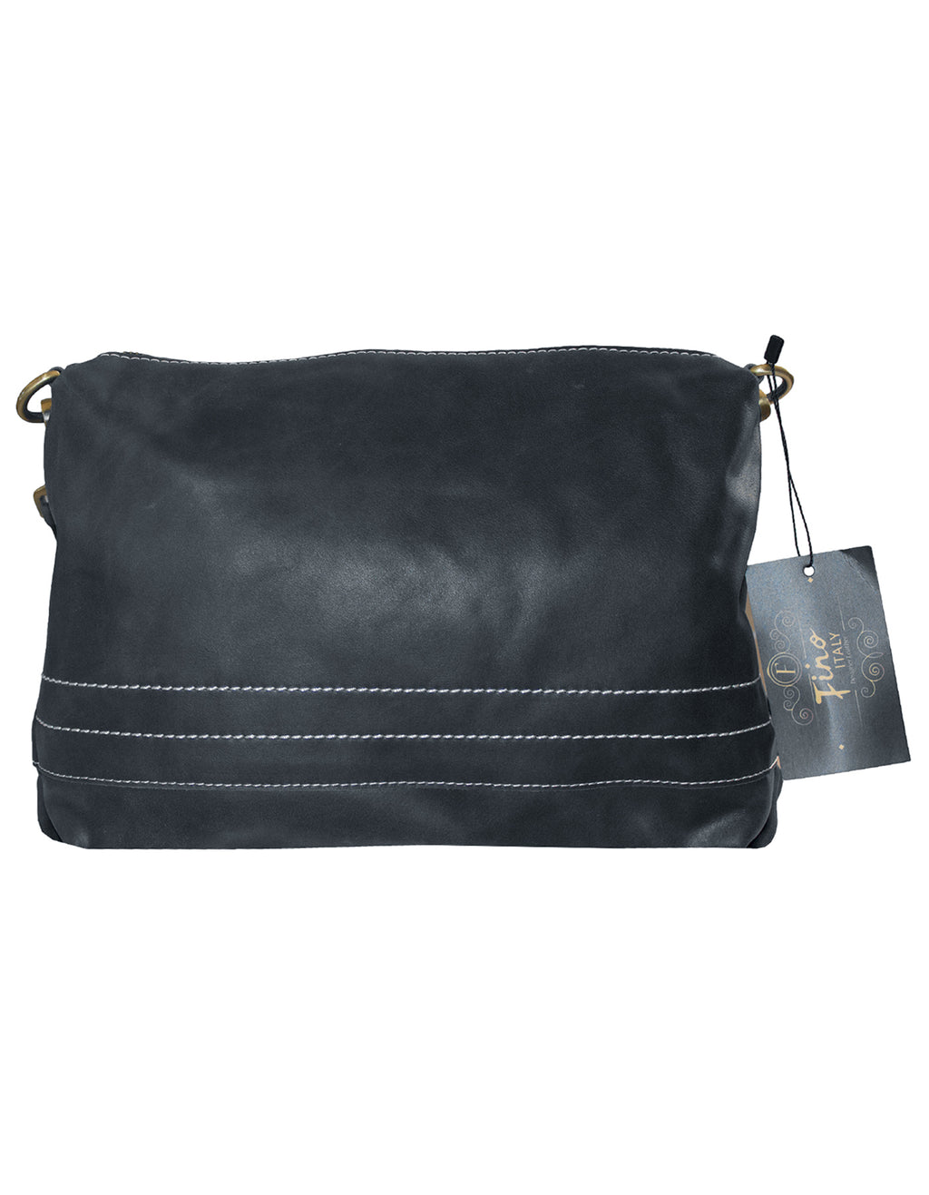Fino FN-0258 Full Grain Genuine Leather Sling /Crossbody Bag with Stitch