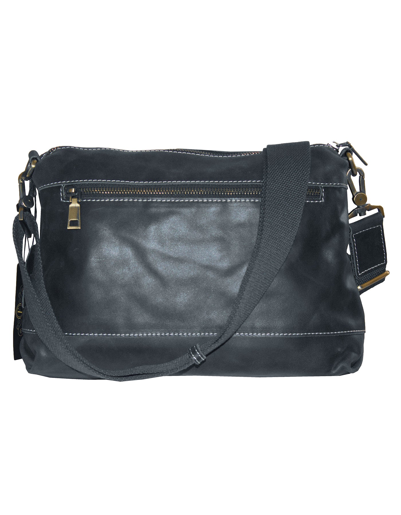 Fino FN-0258 Full Grain Genuine Leather Sling /Crossbody Bag with Stitch