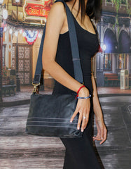 Fino FN-0258 Full Grain Genuine Leather Sling /Crossbody Bag with Stitch