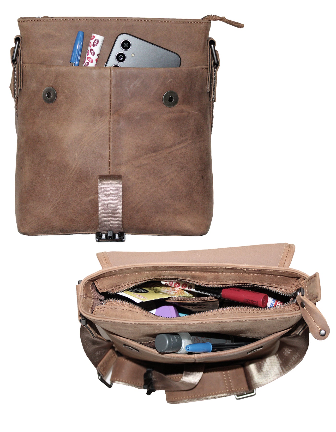 Fino FN-3801B Unisex Full Grain Genuine Leather Sling with Metal Buckle