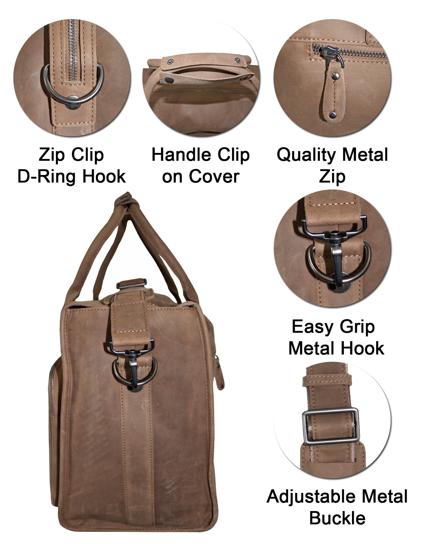 Fino FN-6800 Unisex Full Grain Genuine Leather Travel Duffel Bag