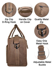 Fino FN-6800 Unisex Full Grain Genuine Leather Travel Duffel Bag