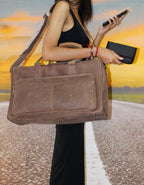 Fino FN-6800 Unisex Full Grain Genuine Leather Travel Duffel Bag