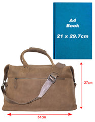 Fino FN-6802 Unisex Full Grain Genuine Leather Overnight Duffel Bag