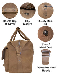 Fino FN-6802 Unisex Full Grain Genuine Leather Overnight Duffel Bag