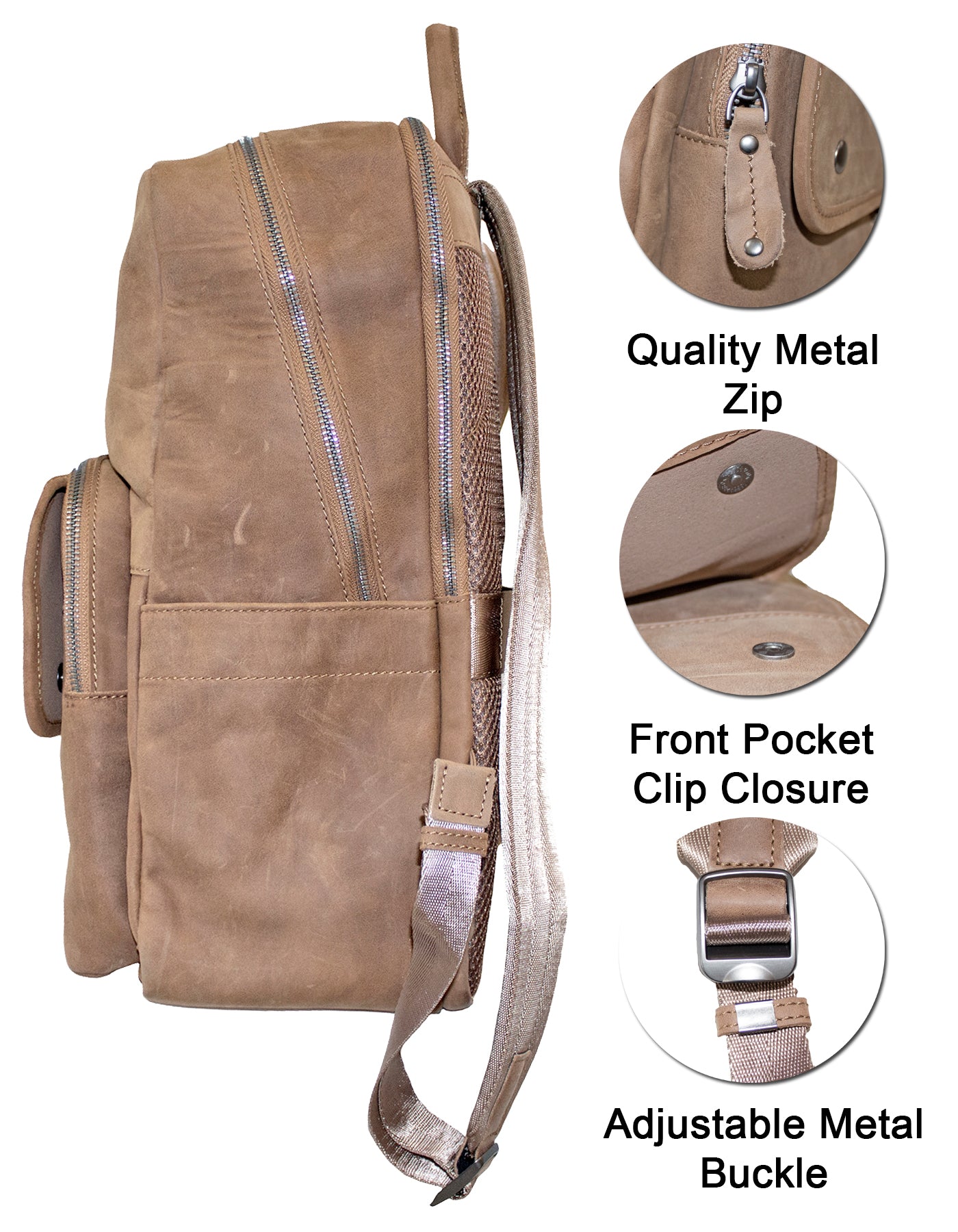 Fino FN-6803 Unisex Full Grain Leather 15-inch Laptop Backpack