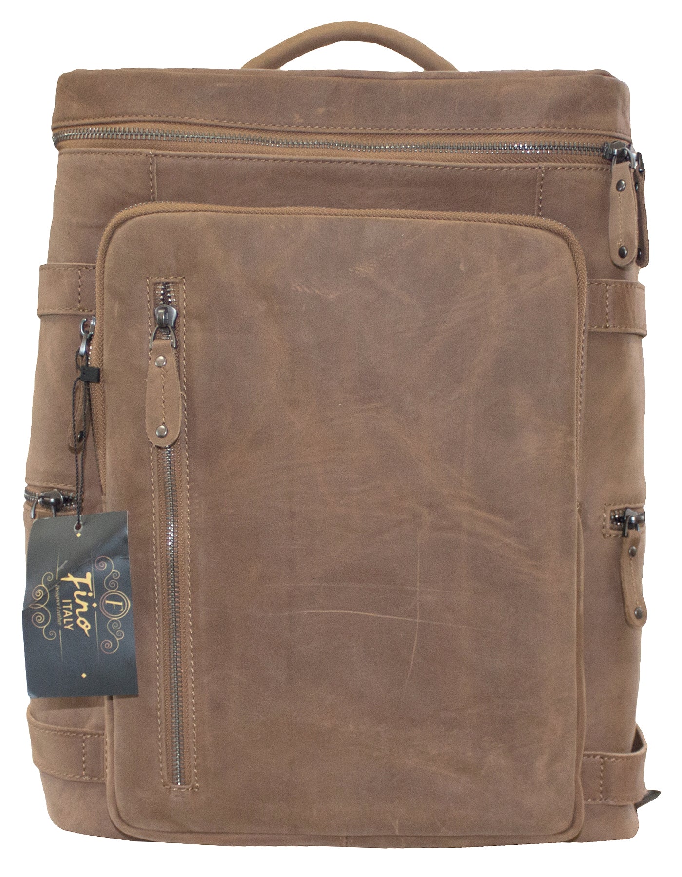 Fino FN-6805 Unisex Full Grain Genuine Leather 15-inch Laptop Backpack