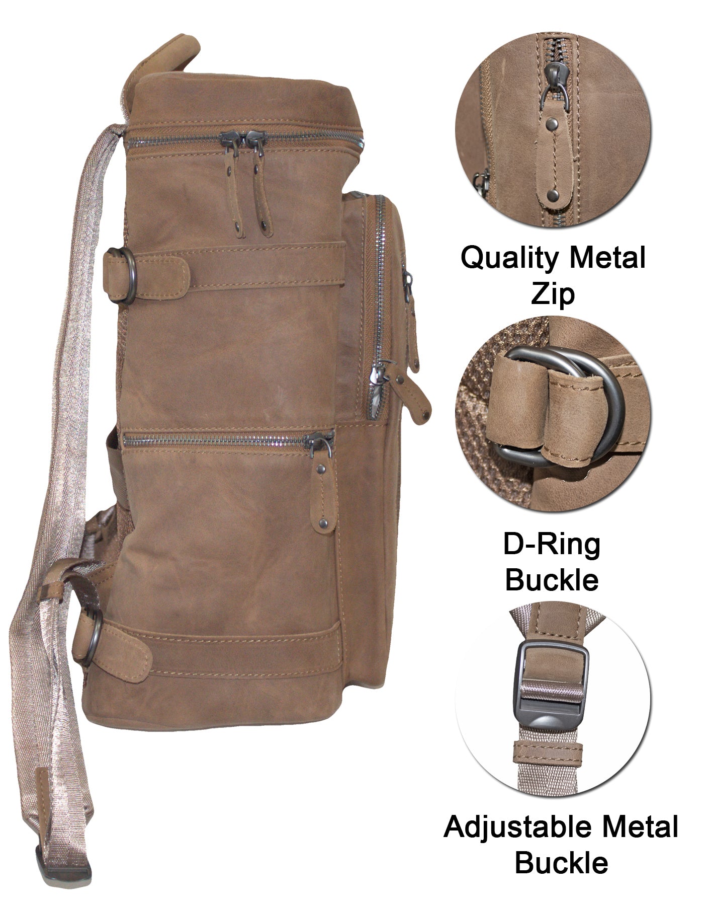 Fino FN-6805 Unisex Full Grain Genuine Leather 15-inch Laptop Backpack