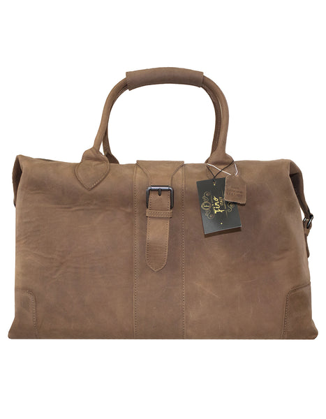Fino FN-6806 Unisex Full Grain Genuine Leather Weekender Duffel Bag