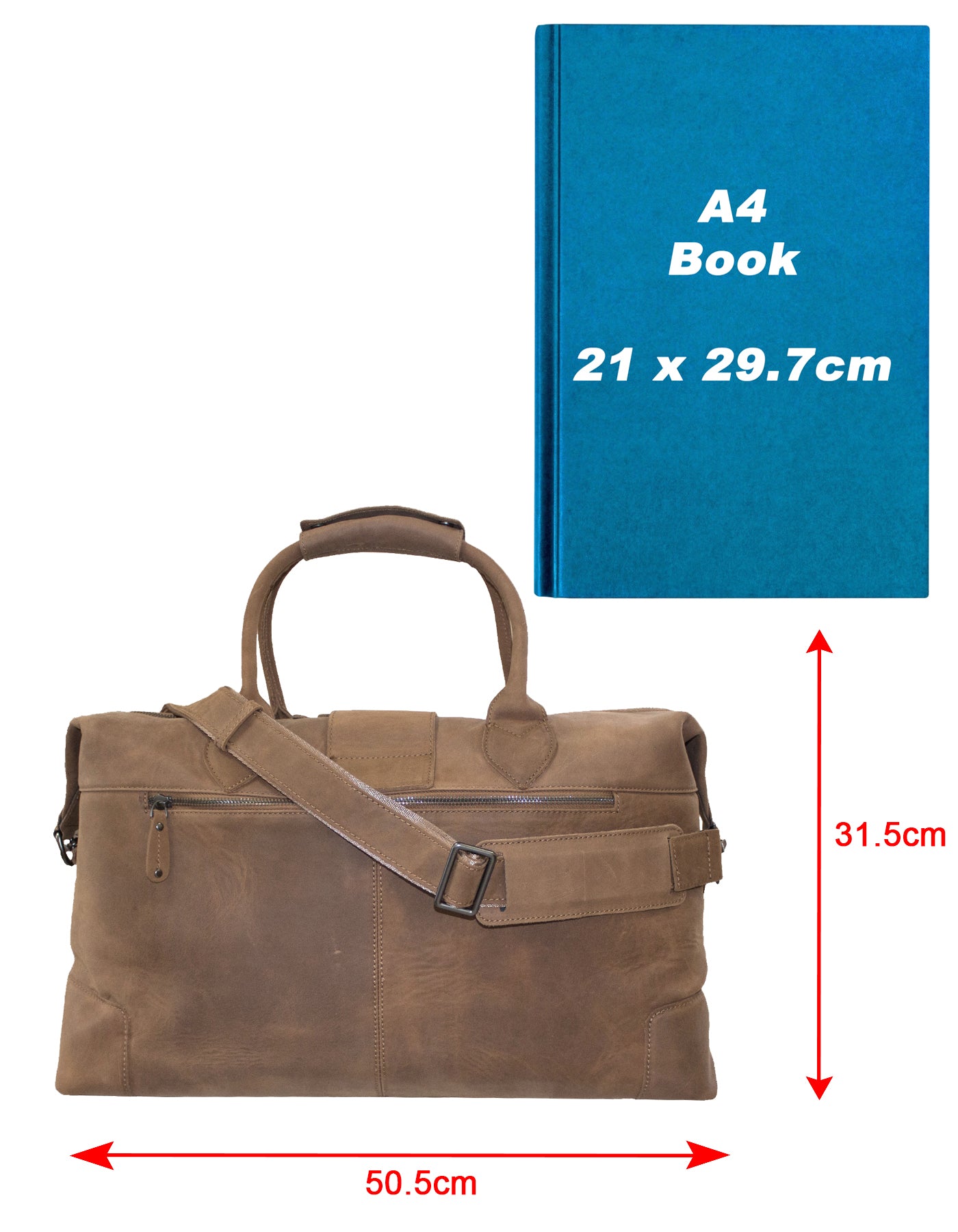 Fino FN-6806 Unisex Full Grain Genuine Leather Weekender Duffel Bag