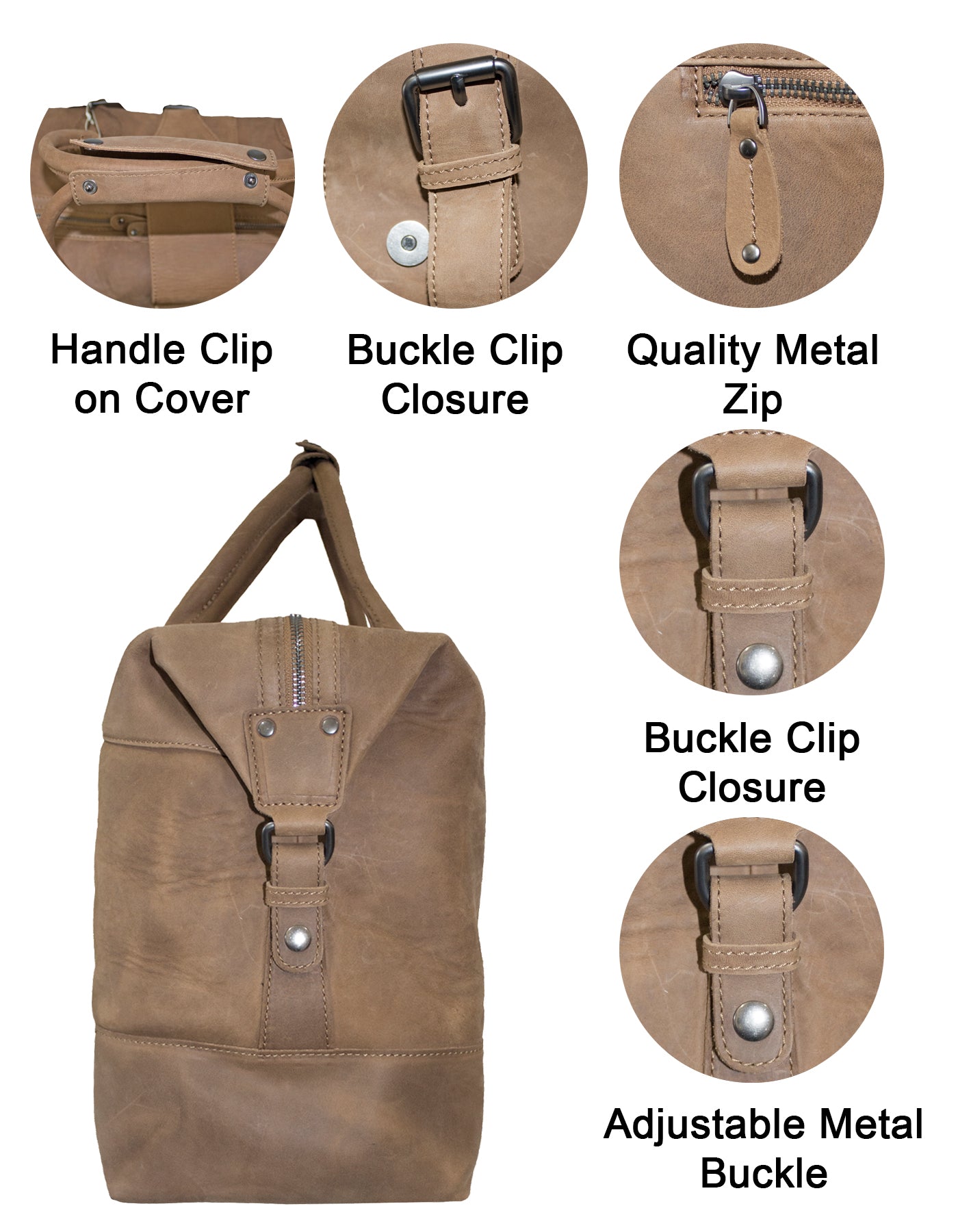 Fino FN-6806 Unisex Full Grain Genuine Leather Weekender Duffel Bag