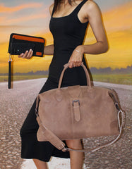 Fino FN-6806 Unisex Full Grain Genuine Leather Weekender Duffel Bag