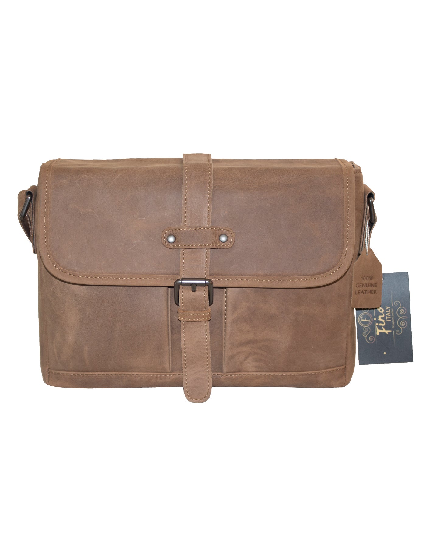 Fino FN-6809 Full Grain Genuine Leather Crossbody bag with Buckle Clip