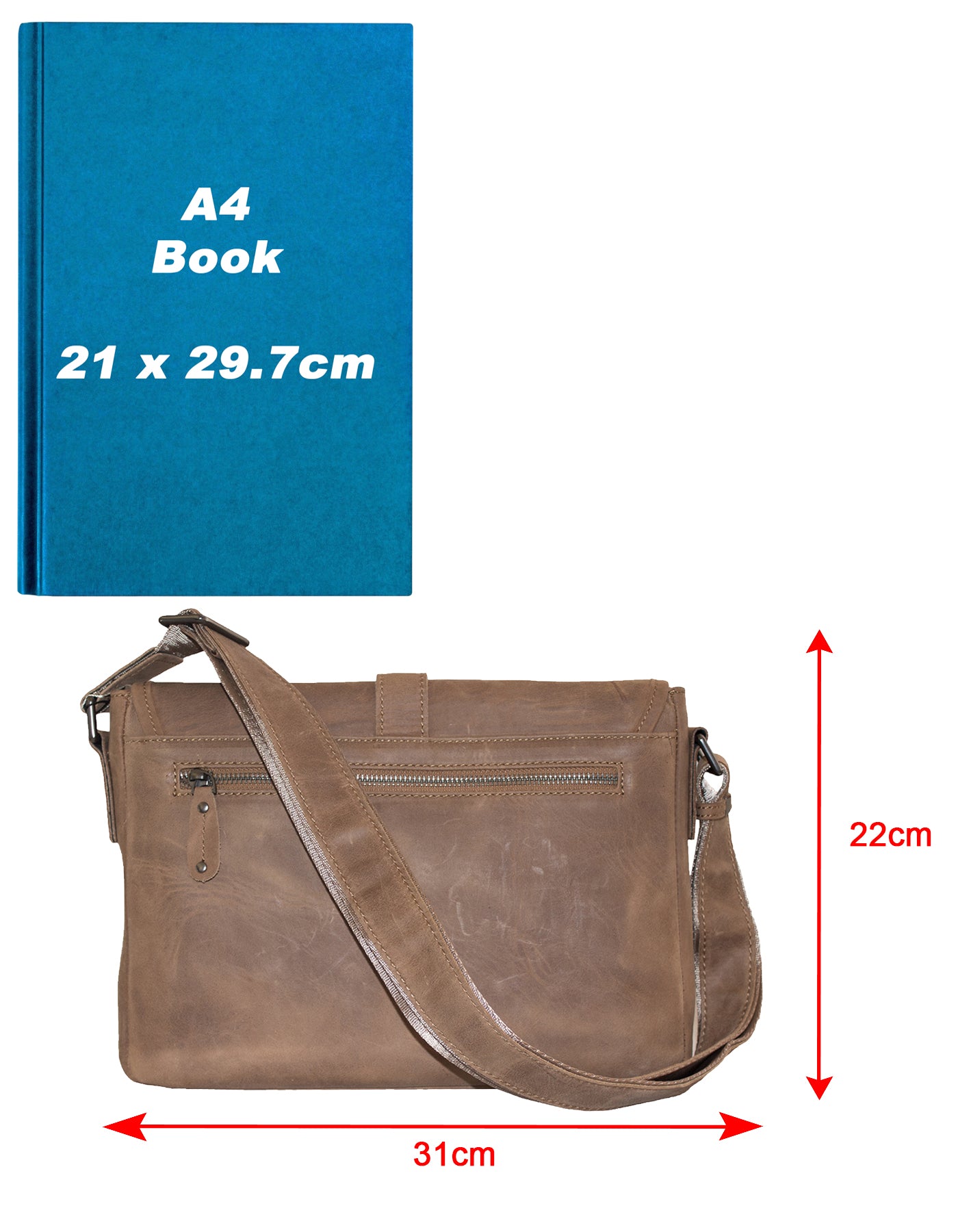 Fino FN-6809 Full Grain Genuine Leather Crossbody bag with Buckle Clip