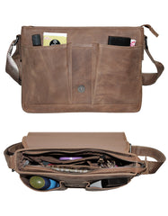 Fino FN-6809 Full Grain Genuine Leather Crossbody bag with Buckle Clip