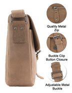 Fino FN-6809 Full Grain Genuine Leather Crossbody bag with Buckle Clip