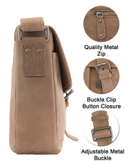 Fino FN-6809 Full Grain Genuine Leather Crossbody bag with Buckle Clip