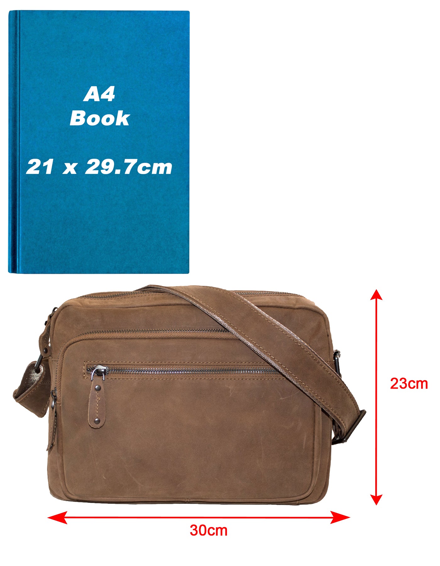 Fino FN-6810 Classic Full Grain Genuine Leather Sling Crossbody Bag